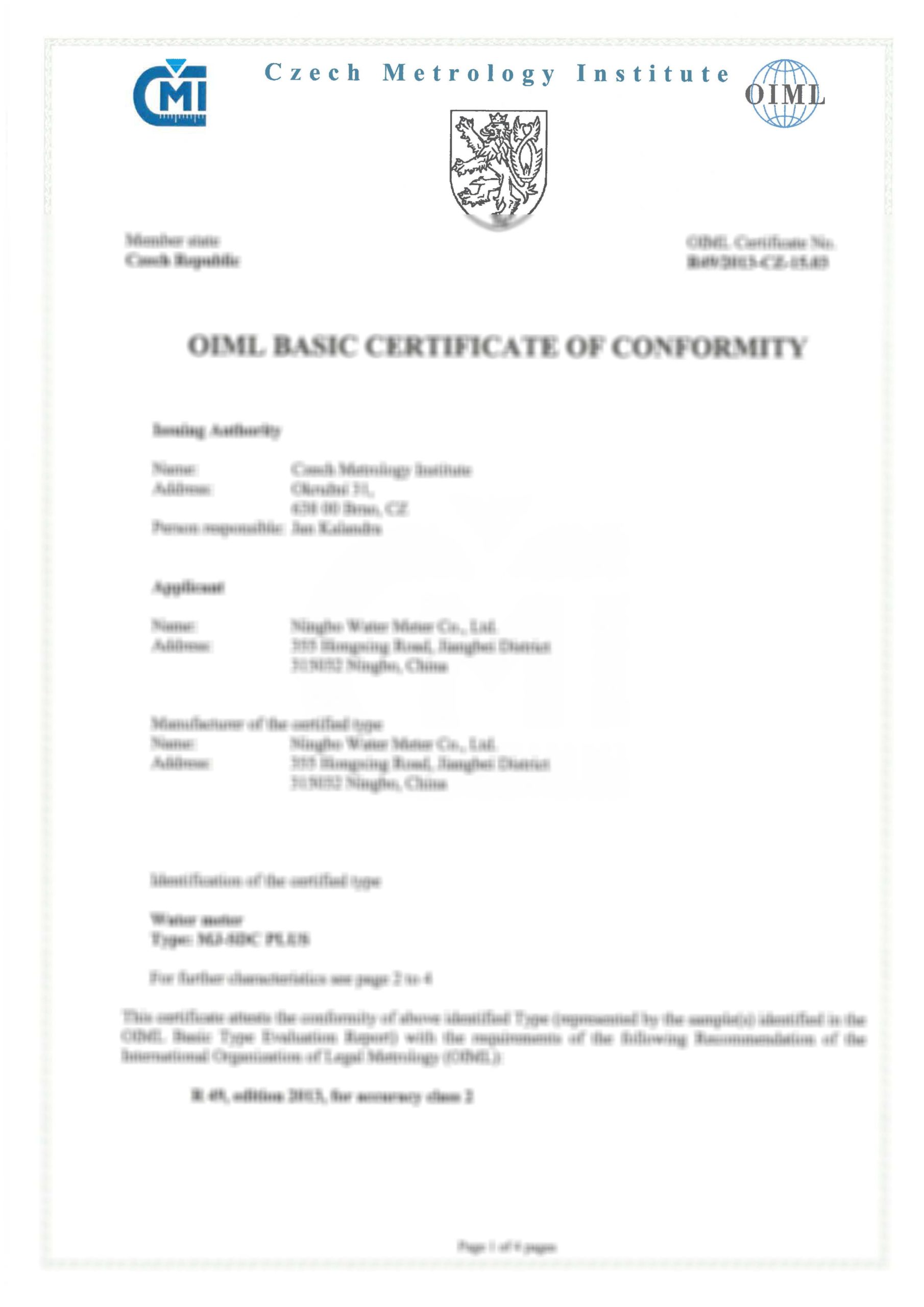 Certificado OIML